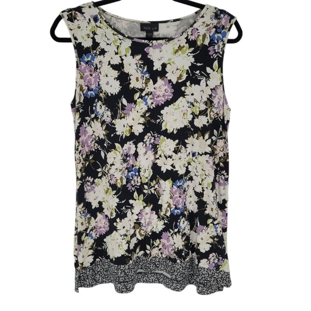 J Jill wearever collection medium sleeveless purple blue floral stretch top